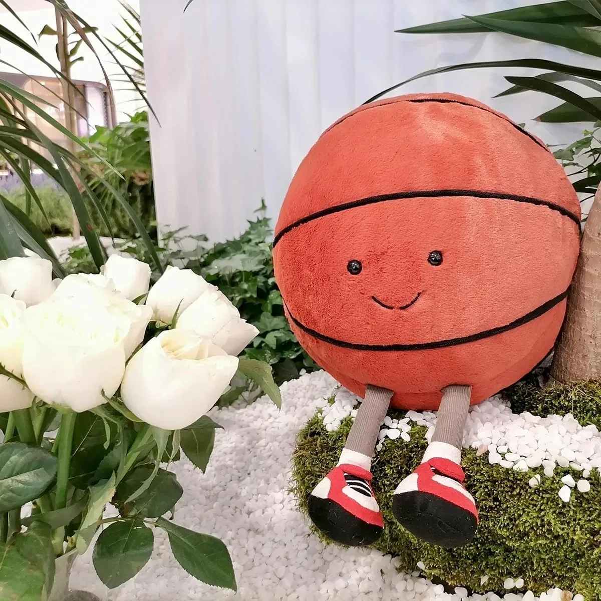 Cute Basketball Stuffed Animal Funny Basketball Gift, Soft Basketball Plush with Legs Adorable Sports Throw Pillow for Boys Girls Room Decor(Basketball,9 inches)