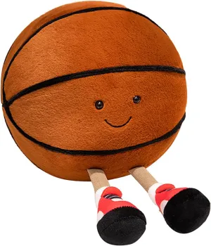 Cute Basketball Stuffed Animal Funny Basketball Gift, Soft Basketball Plush with Legs Adorable Sports Throw Pillow for Boys Girls Room Decor(Basketball,9 inches)