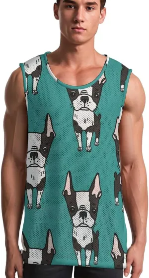 Cute Boston Terrier Men's Tank Top Workout Vest Gym Muscle Tee Fitness Bodybuilding Sleeveless