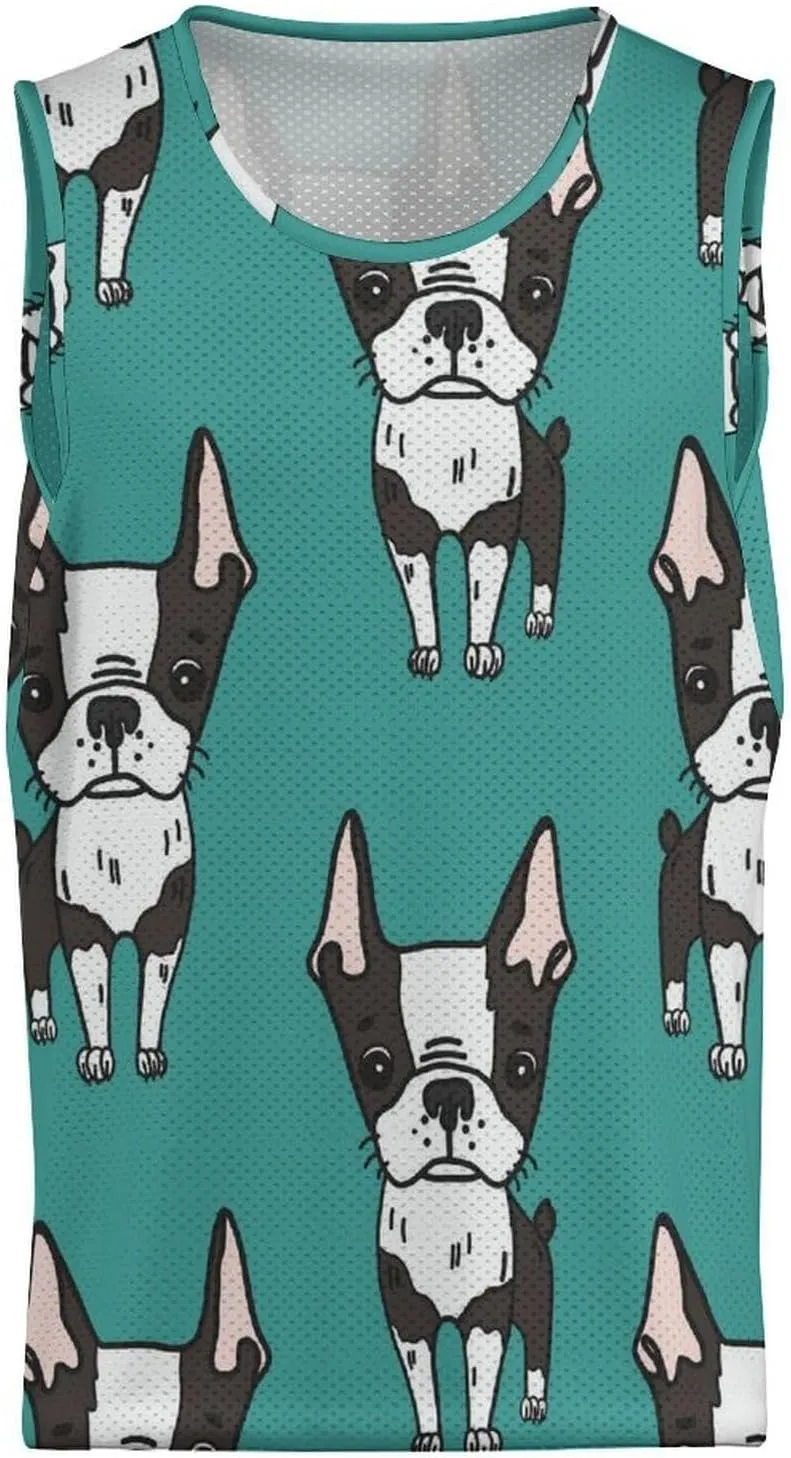 Cute Boston Terrier Men's Tank Top Workout Vest Gym Muscle Tee Fitness Bodybuilding Sleeveless