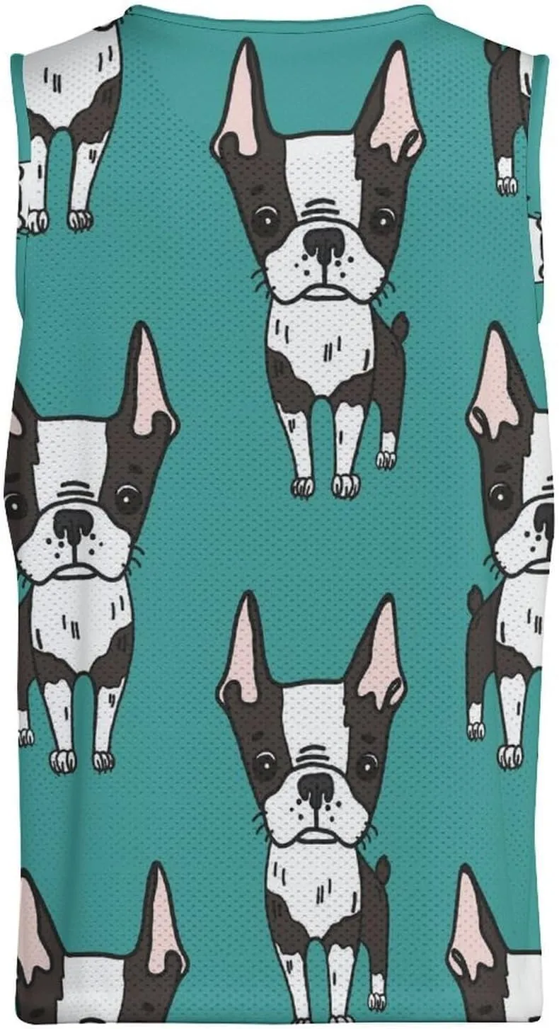 Cute Boston Terrier Men's Tank Top Workout Vest Gym Muscle Tee Fitness Bodybuilding Sleeveless