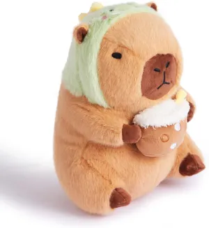 Cute Capybara Plush Pillow Soft Stuffed Animals with Drinking Milk Tea Dinosaur Capibara Pluhsies Toy Gifts for Boys Girls Kids 12 inch