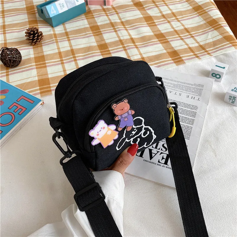 Cute Cartoon Canvas Vintage Style Soft Shoulder Bags