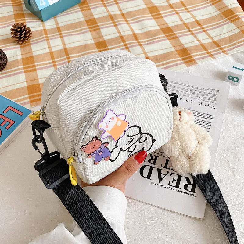 Cute Cartoon Canvas Vintage Style Soft Shoulder Bags