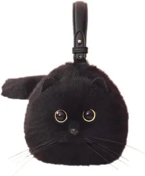 Cute Cat Crossbody Handbag Puffy Plush Cat Shaped Shoulder Bag for Women Girl Boy Kid