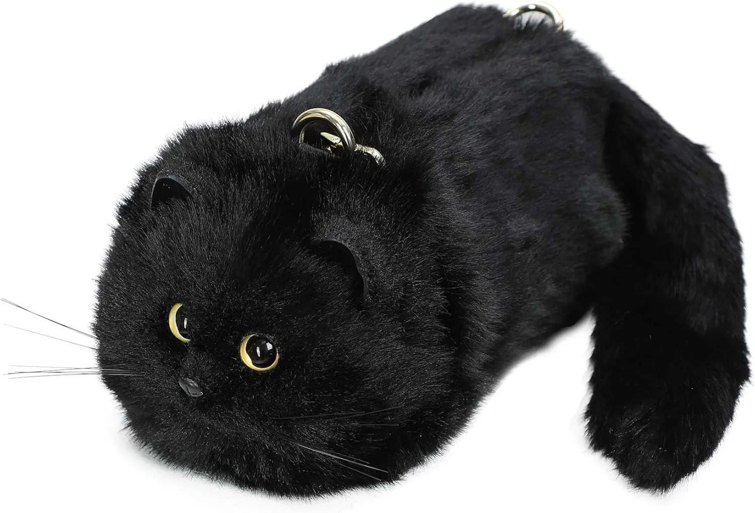 Cute Cat Crossbody Handbag Puffy Plush Cat Shaped Shoulder Bag for Women Girl Boy Kid