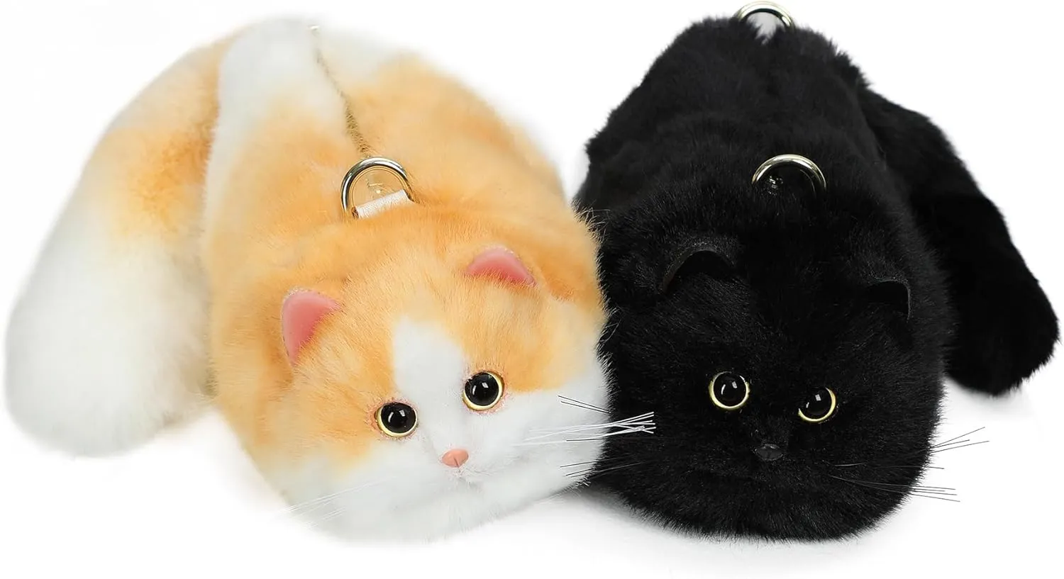 Cute Cat Crossbody Handbag Puffy Plush Cat Shaped Shoulder Bag for Women Girl Boy Kid