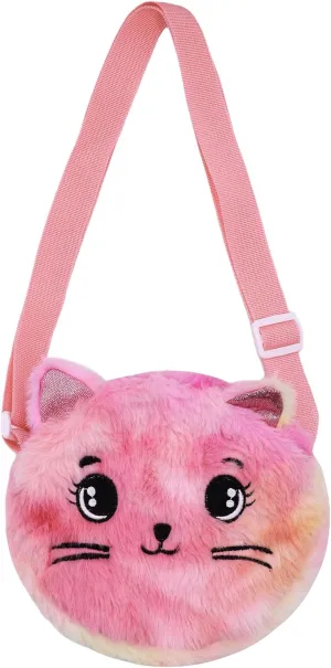 Cute Cat Shoulder Bag for Women Small Flulffy Cat Crossbody Purse Animal Plush Satchel Cartoon Daypack Kawaii Purse
