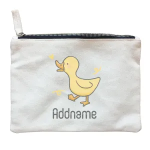 Cute Hand Drawn Style Duck Addname Zipper Pouch