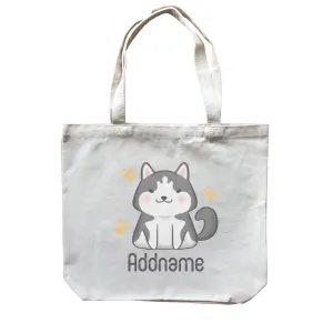 Cute Hand Drawn Style Husky Addname Canvas Bag
