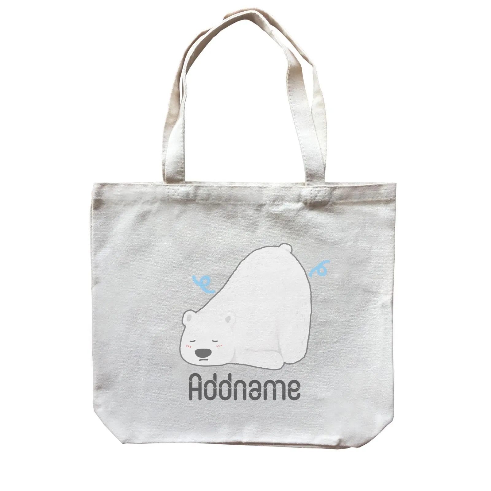 Cute Hand Drawn Style Polar Bear Addname Canvas Bag