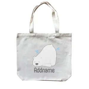 Cute Hand Drawn Style Polar Bear Addname Canvas Bag