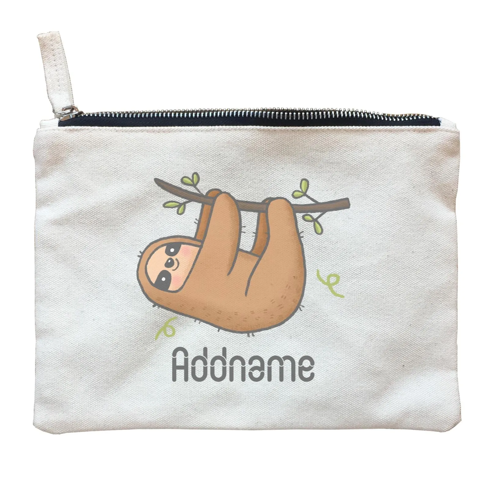Cute Hand Drawn Style Sloth Addname Zipper Pouch