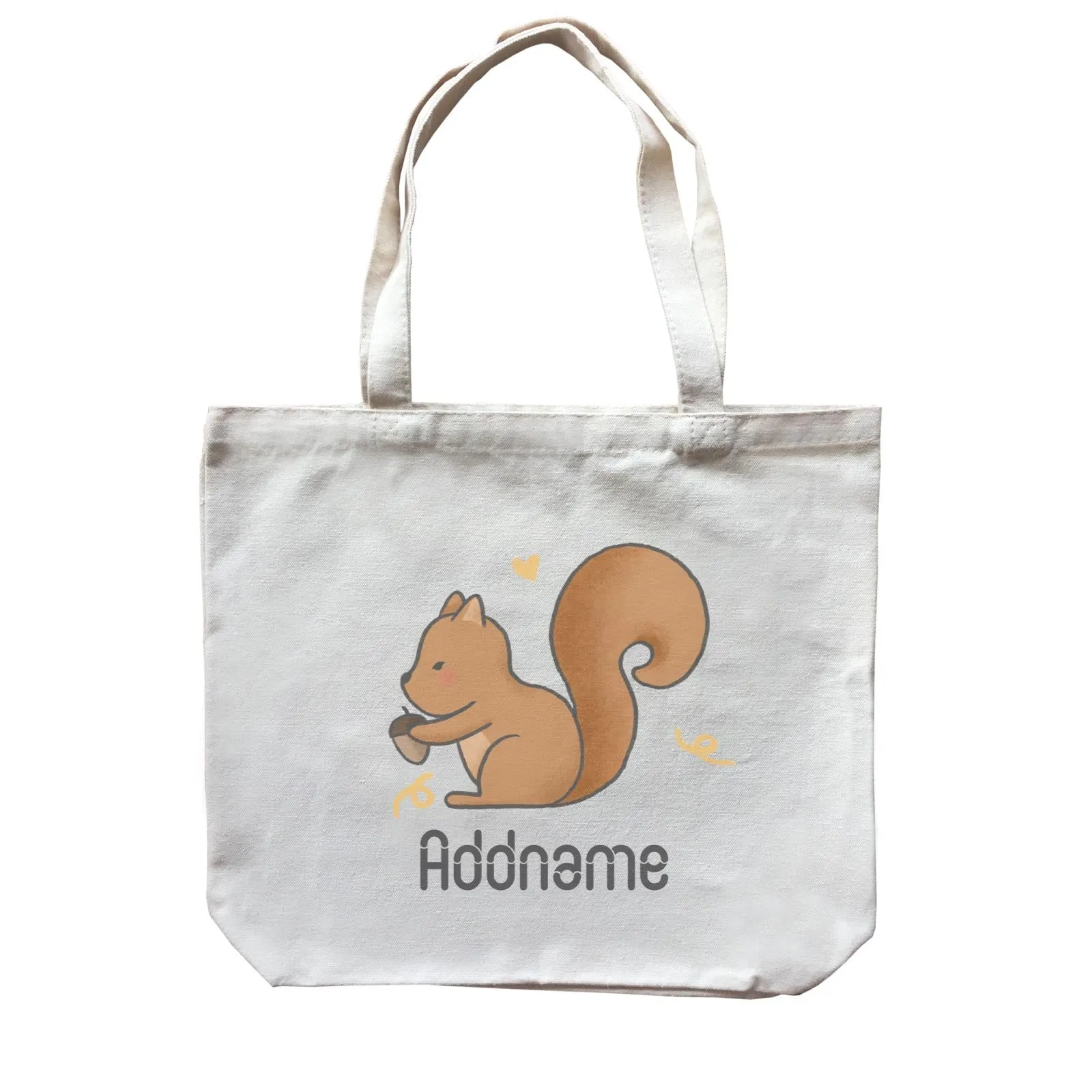 Cute Hand Drawn Style Squirrel Addname Canvas Bag