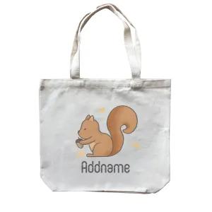 Cute Hand Drawn Style Squirrel Addname Canvas Bag