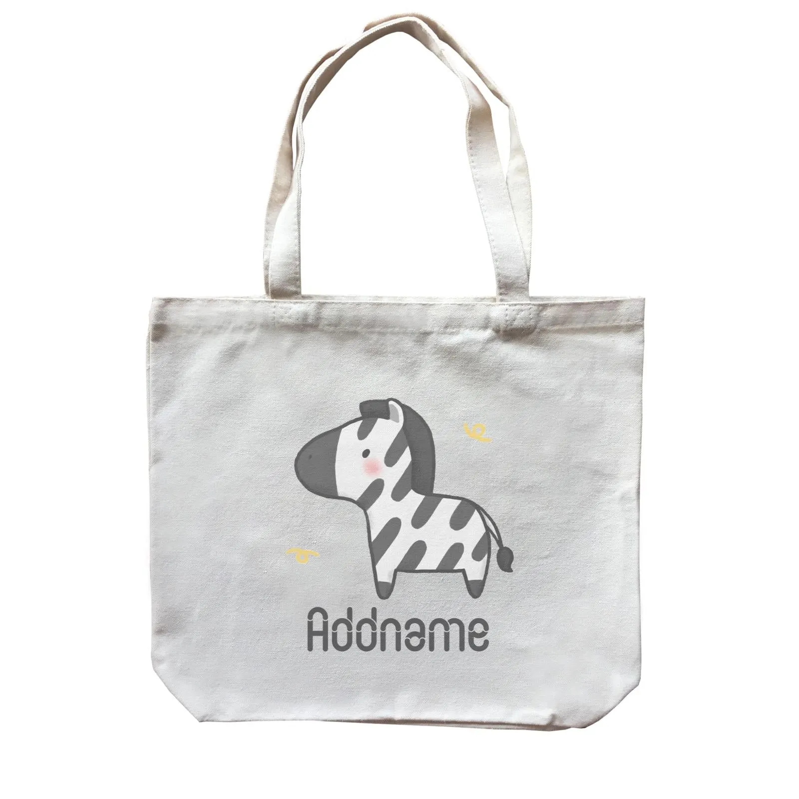 Cute Hand Drawn Style Zebra Addname Canvas Bag