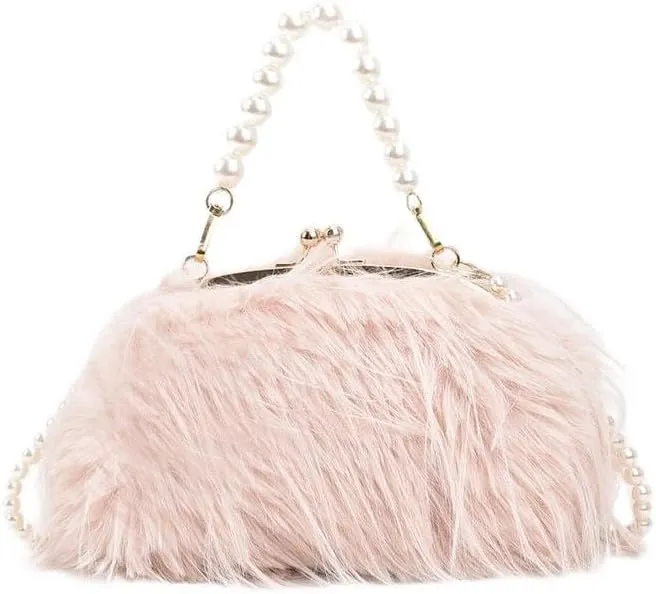 Cute Handbag Purse for Women, Fuzzy Shoulder Bag Fluffy Sling Purse Fashion Handbag Bag for Women Ladies Crossbody Bag (khaki)