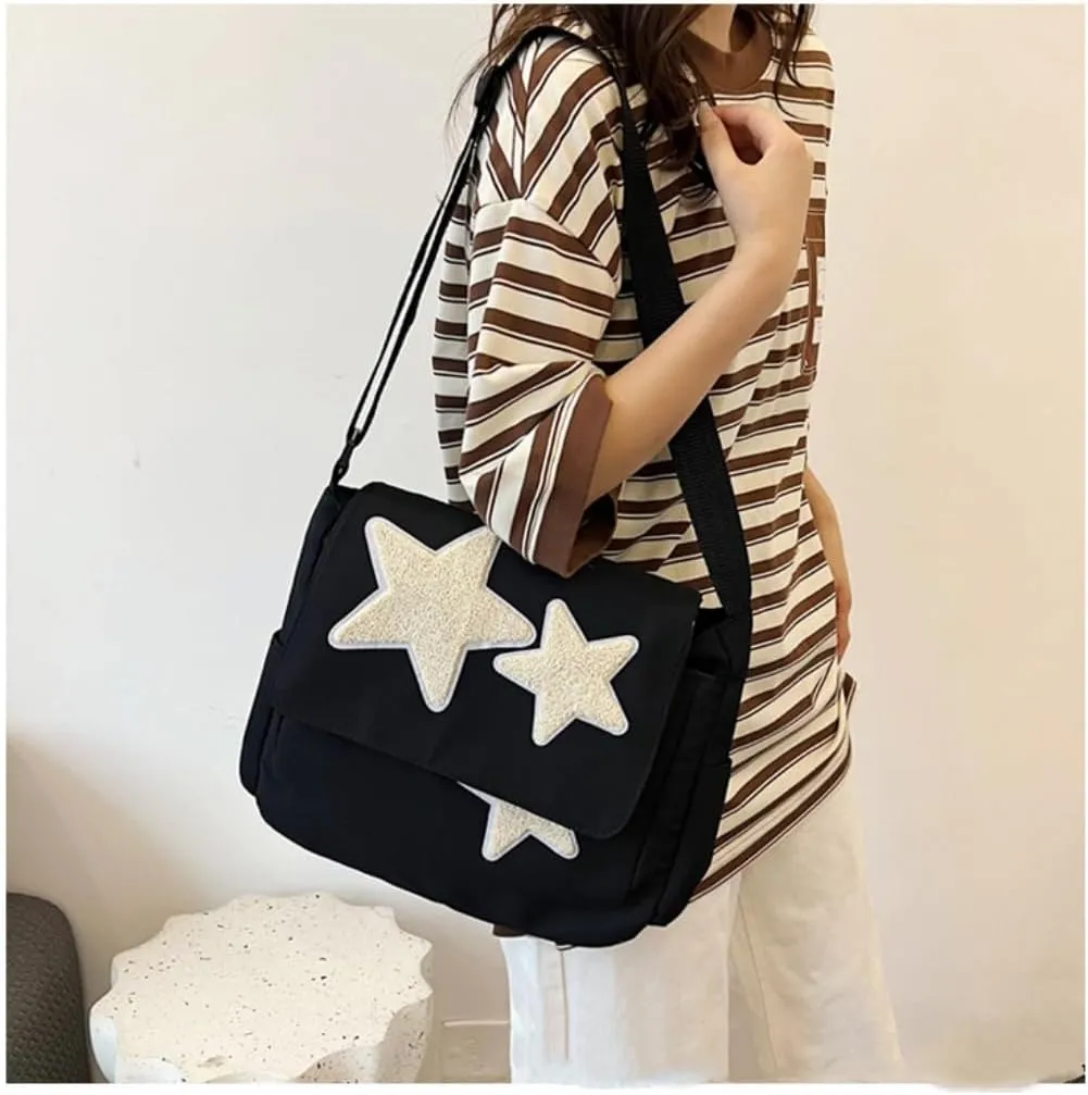 Cute Messenger Bag with Star Cute Coin Purse and y2k keychain,Y2K Star Grunge Bag Shoulder Tote Purse.Tote Book Bag