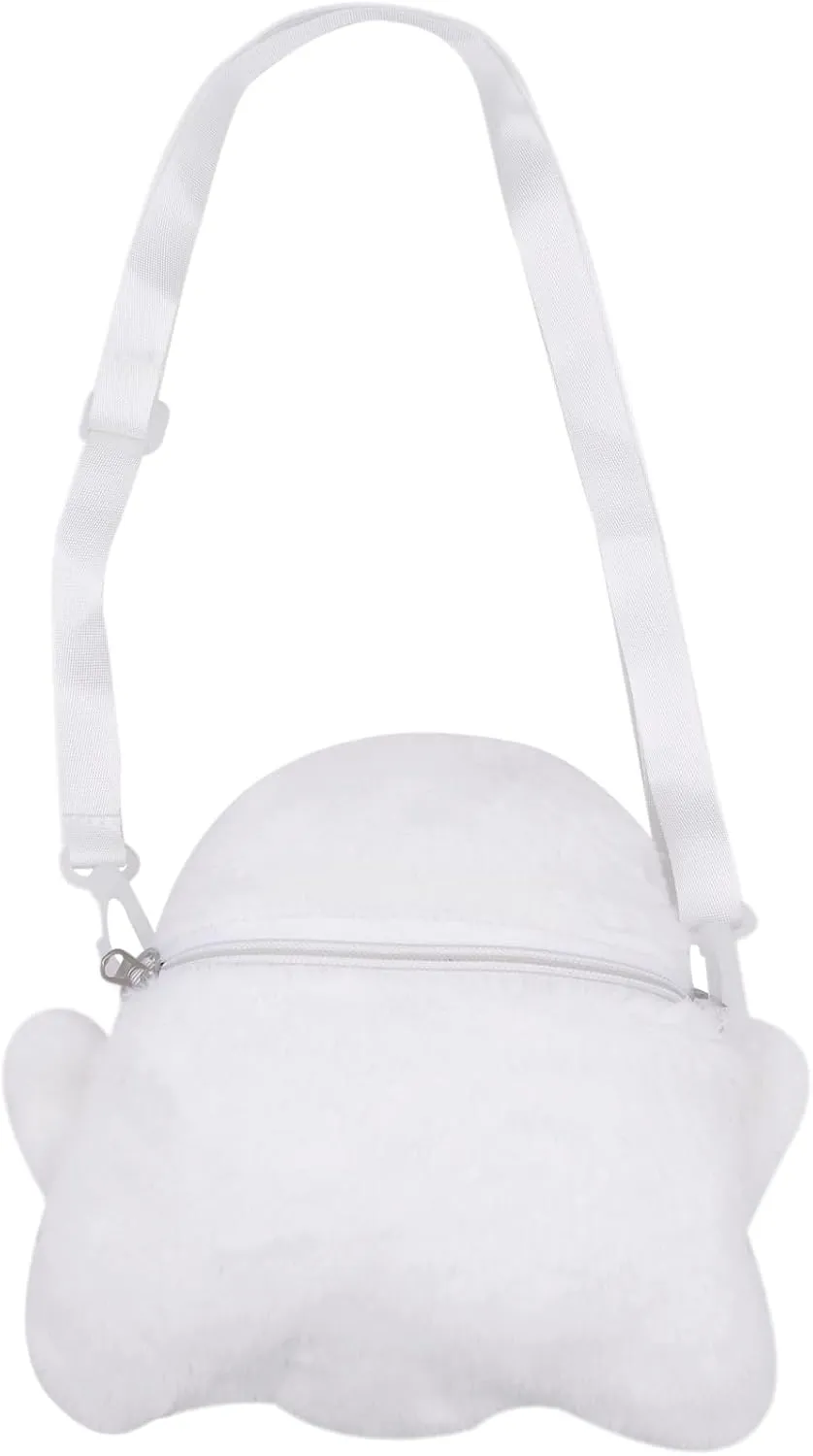 Cute Plush Ghost Crossbody Purse for women Fluffy Satchel Shoulder Bag White Animal Plush Messenger Bag Kawaii Purse