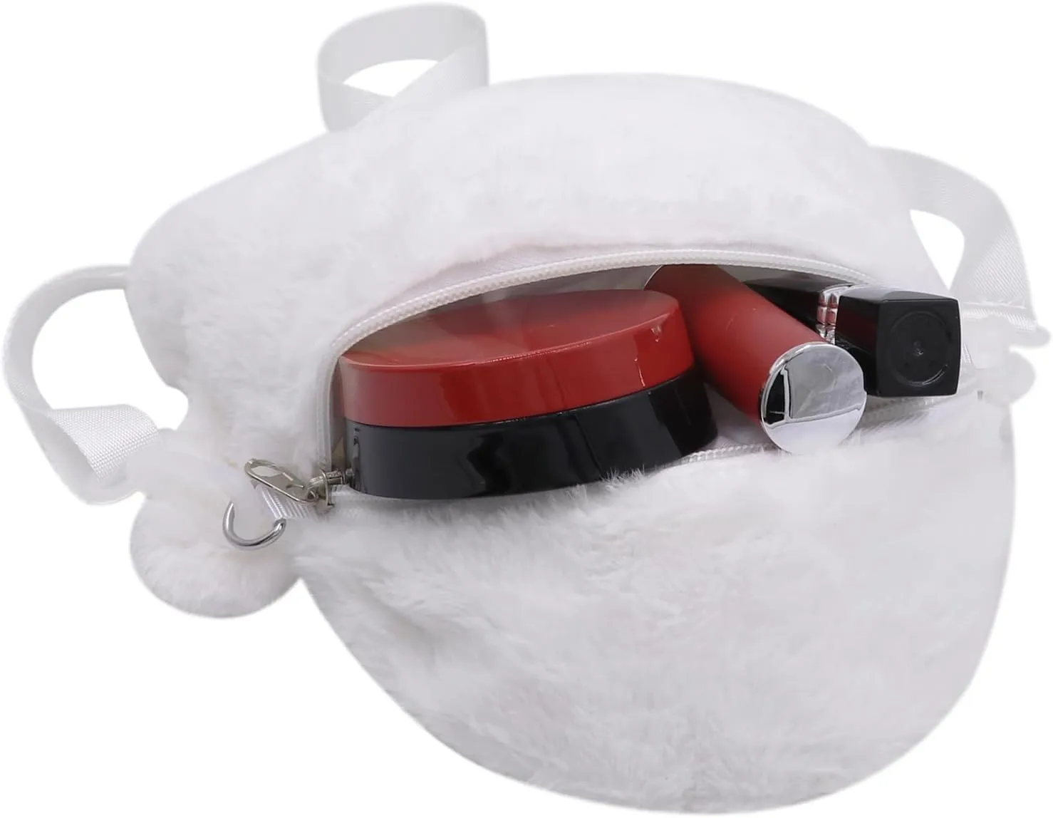 Cute Plush Ghost Crossbody Purse for women Fluffy Satchel Shoulder Bag White Animal Plush Messenger Bag Kawaii Purse