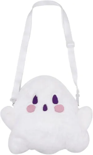 Cute Plush Ghost Crossbody Purse for women Fluffy Satchel Shoulder Bag White Animal Plush Messenger Bag Kawaii Purse
