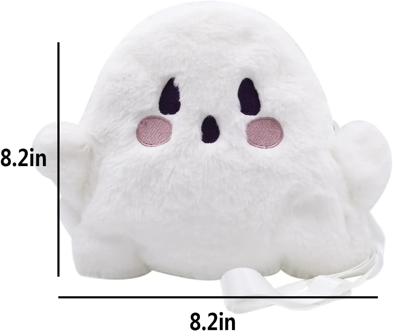 Cute Plush Ghost Crossbody Purse for women Fluffy Satchel Shoulder Bag White Animal Plush Messenger Bag Kawaii Purse