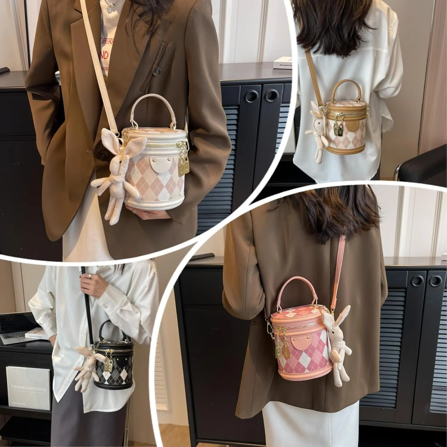 Cute PU Leather Small Barrel Handbag Fashionable Shoulder Crossbody Bag for Everyday Wear