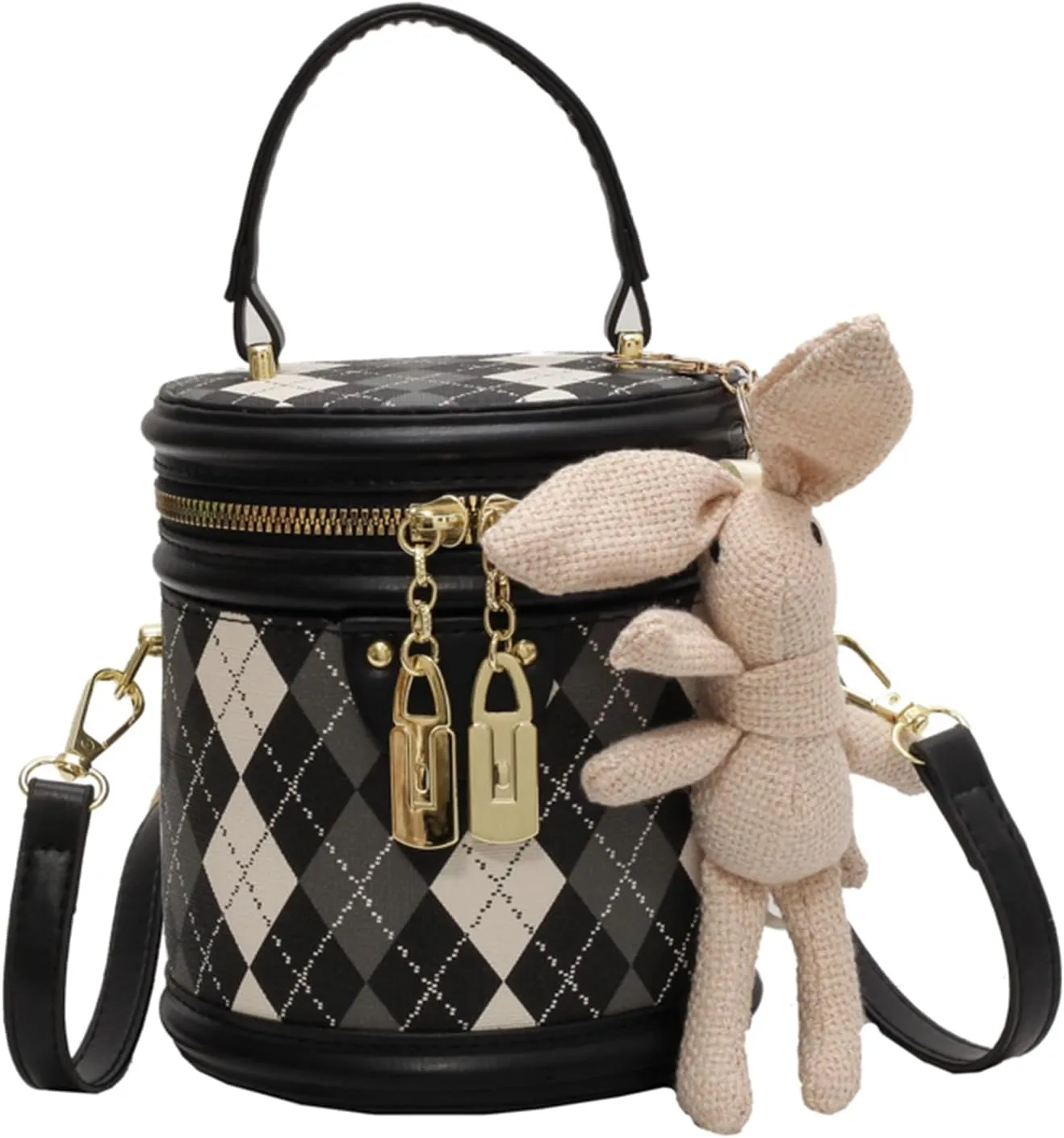 Cute PU Leather Small Barrel Handbag Fashionable Shoulder Crossbody Bag for Everyday Wear