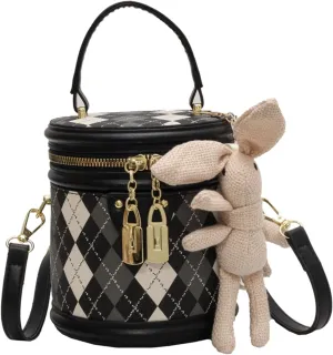 Cute PU Leather Small Barrel Handbag Fashionable Shoulder Crossbody Bag for Everyday Wear