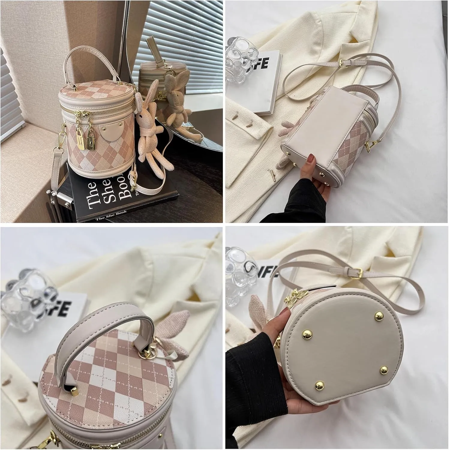 Cute PU Leather Small Barrel Handbag Fashionable Shoulder Crossbody Bag for Everyday Wear