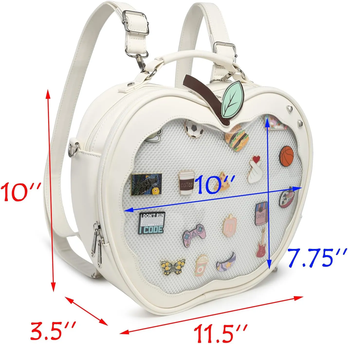 Cute Red Apple Ita Bag Kawaii Pin Display Purse Backpack Crossbody Shoulder Bag