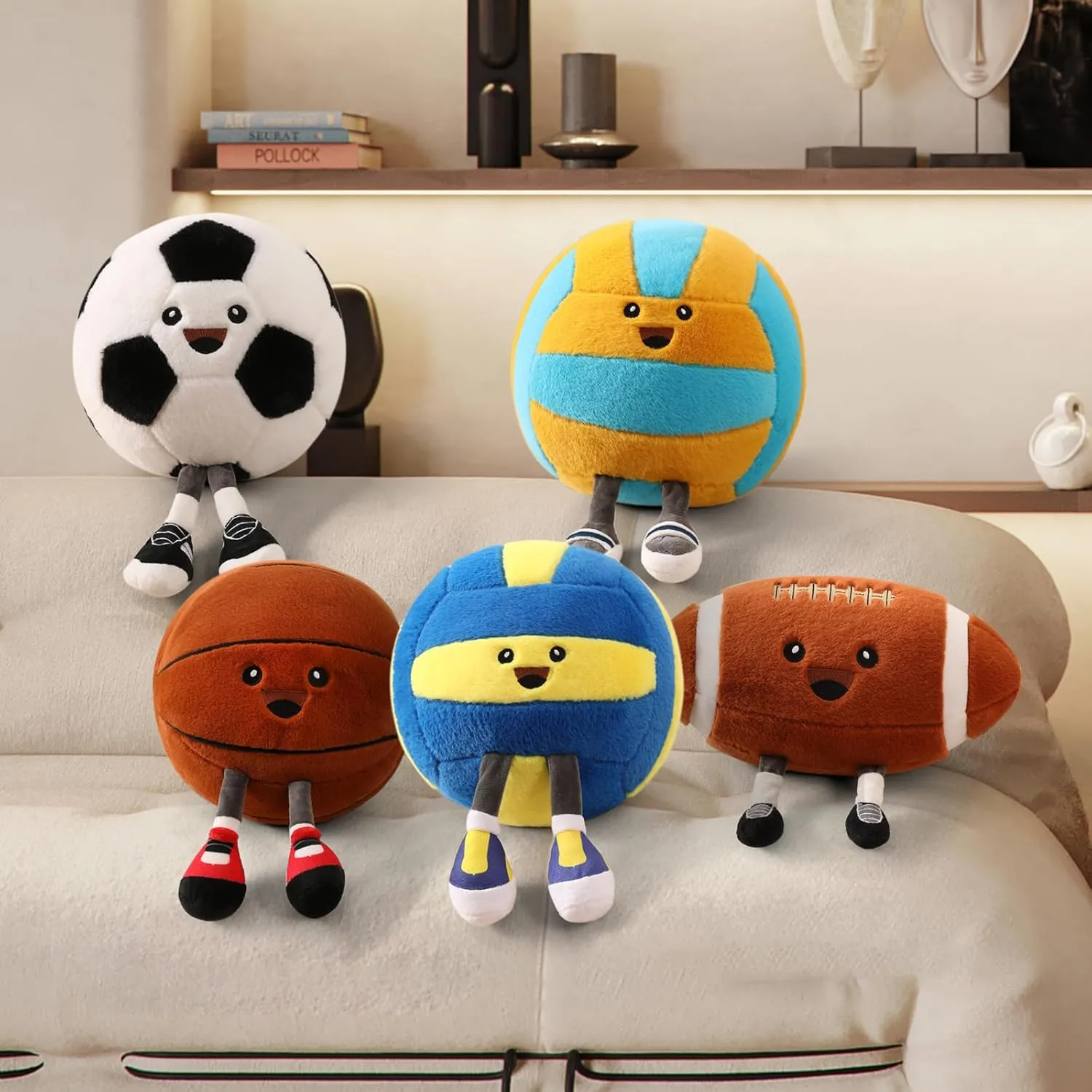 Cute Soccer Ball Plush Toy Pillow,Soft Stuffed Animal Sports Decor Gift for Boys Kids Room,Adorable Soccer Throw Pillow for Birthday (11 inch)