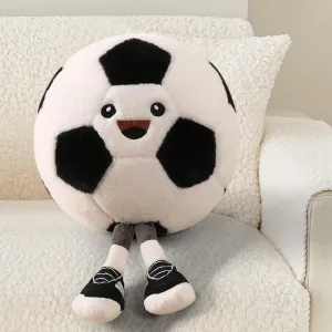 Cute Soccer Ball Plush Toy Pillow,Soft Stuffed Animal Sports Decor Gift for Boys Kids Room,Adorable Soccer Throw Pillow for Birthday (11 inch)