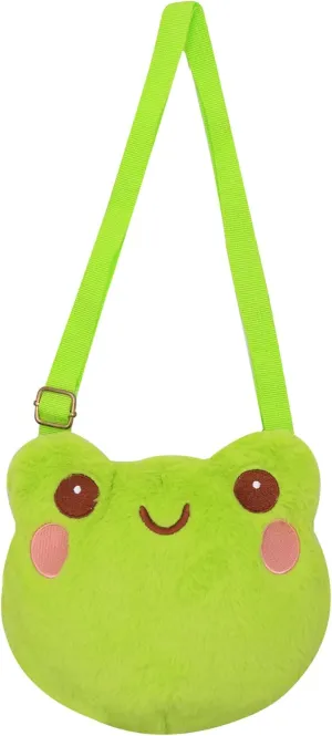 Cute Stuffed Animal Purse for Girls - 3D Bear & Panda Head Crossbody Bag - Fluffy Pig & Frog Plush Animal Bag