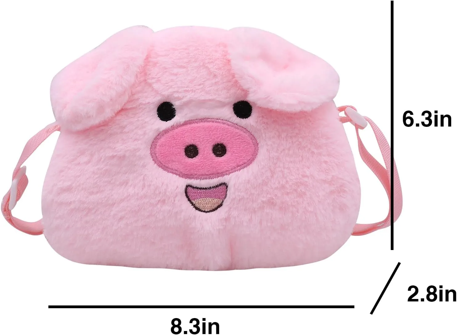 Cute Stuffed Animal Purse for Girls 3D Bear Panda Head Crossbody Bag Fluffy Pig Frog Shoulder Bag Plush Animal Bag