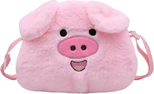 Cute Stuffed Animal Purse for Girls 3D Bear Panda Head Crossbody Bag Fluffy Pig Frog Shoulder Bag Plush Animal Bag
