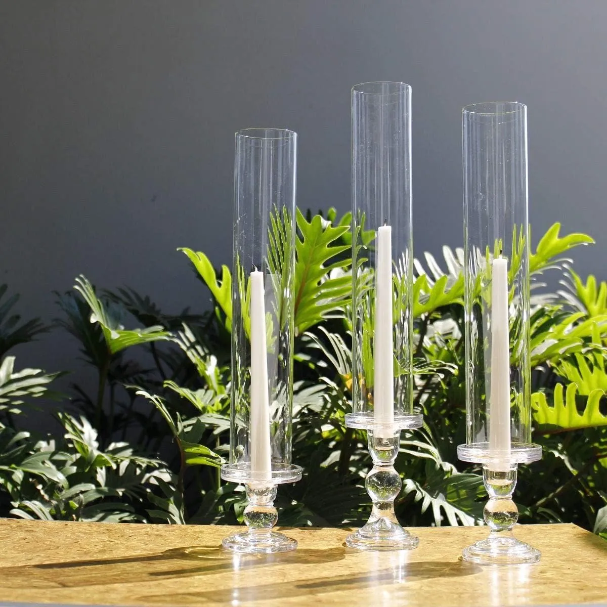 CYS EXCEL 6 PCS (H:14" D:2.5") Open Ended Clear Glass Hurricane Candleholder Tube Lamp Shade Open Flame Candlestick Holder Chimney Tube Cover Bottomless Cylinder