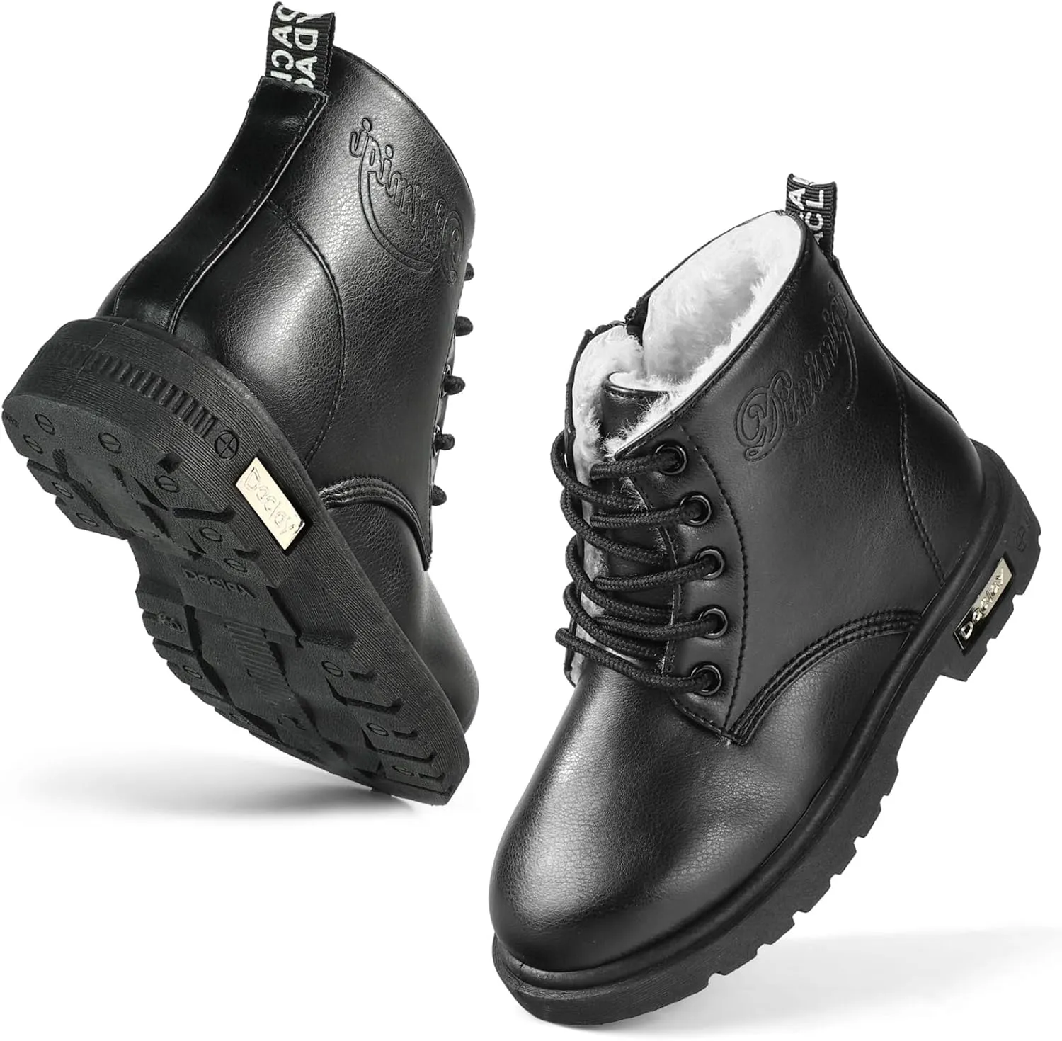 Daclay Kids Boots Children Boys and Girls Candy-Colored Waterproof and Velvet Boots