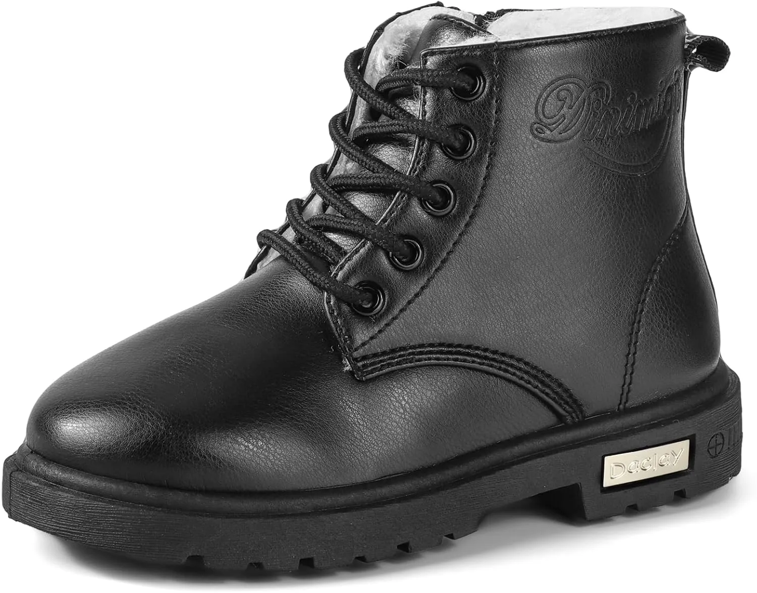 Daclay Kids Boots Children Boys and Girls Candy-Colored Waterproof and Velvet Boots