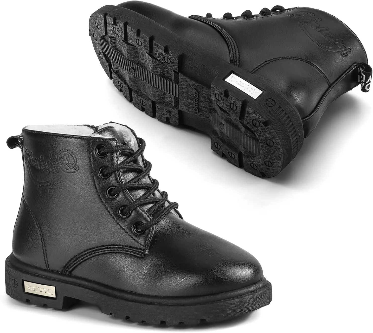 Daclay Kids Boots Children Boys and Girls Candy-Colored Waterproof and Velvet Boots