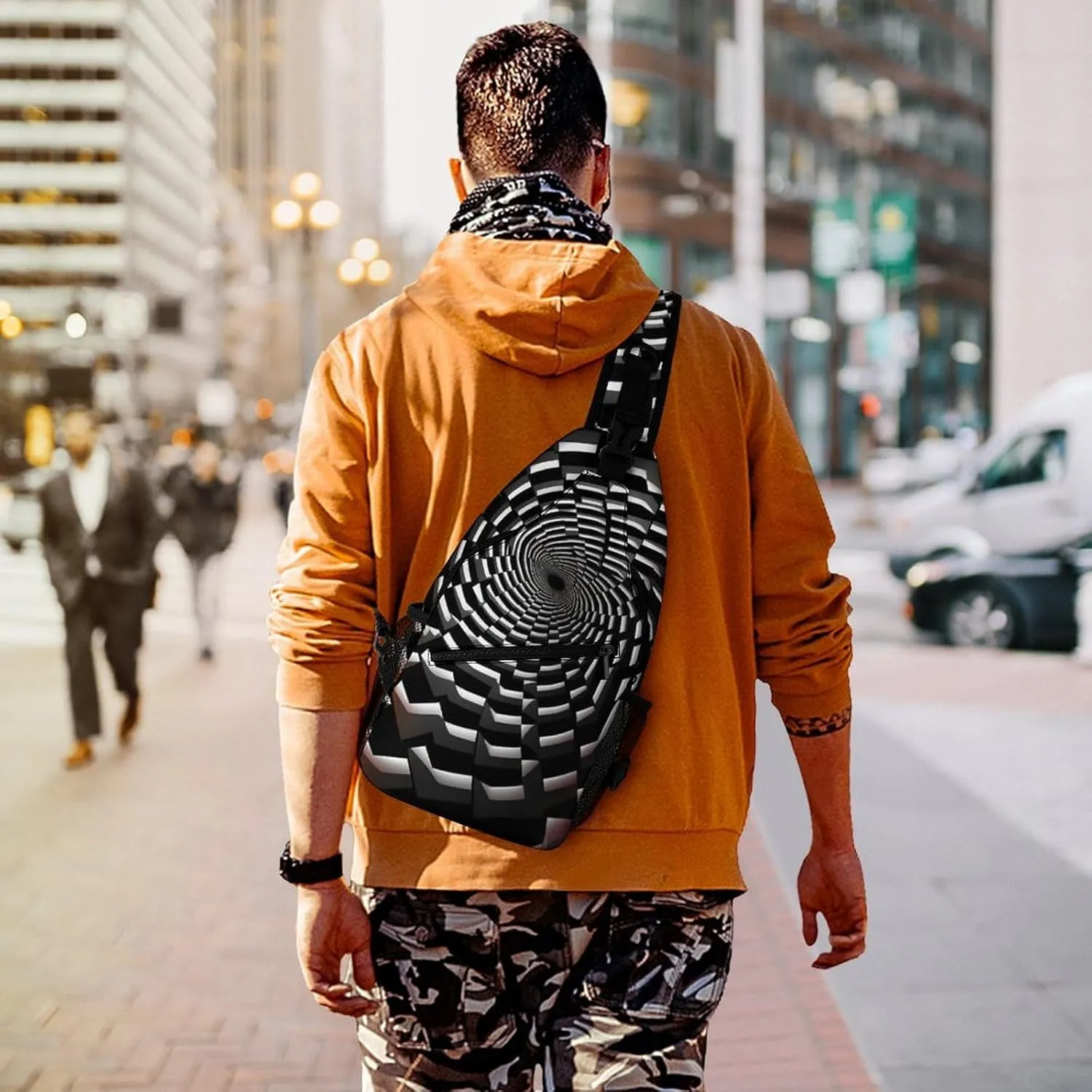Dark And Light Colors Sling Bag Lightweight Crossbody Chest Pack Travel Shoulder Bag with Adjustable Strap