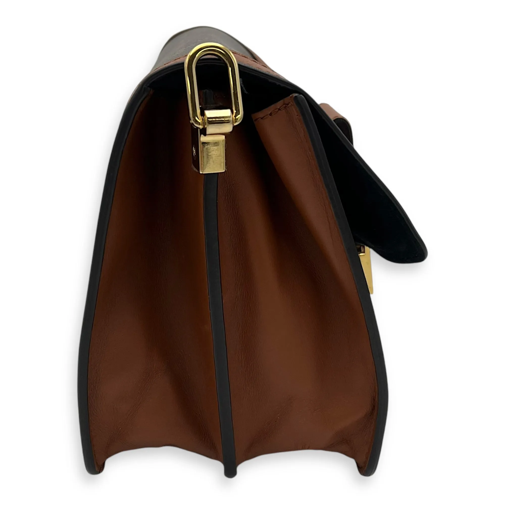 Dauphine MM Brown Crossbody Bag in Monogram Coated Canvas, Gold hardware
