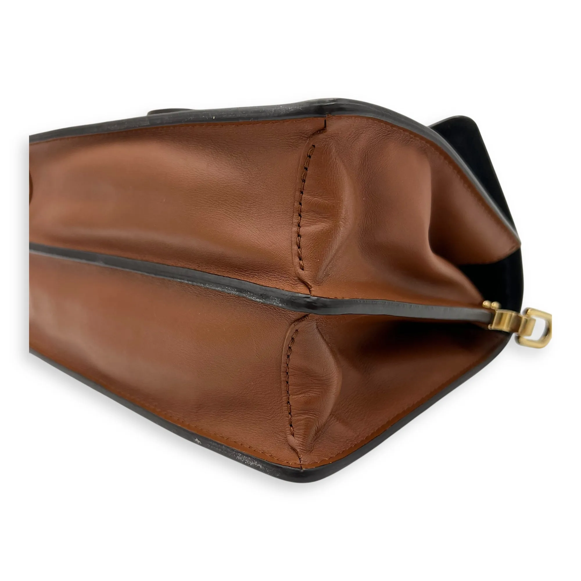 Dauphine MM Brown Crossbody Bag in Monogram Coated Canvas, Gold hardware