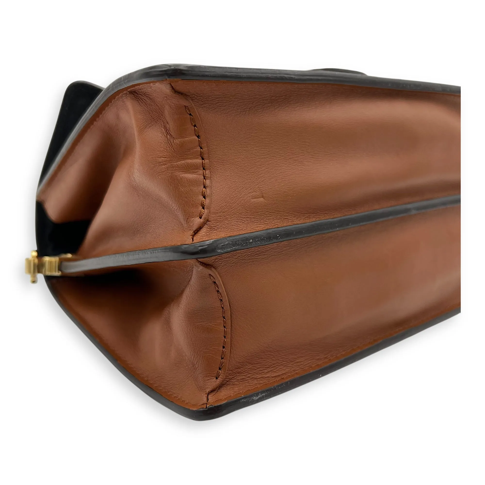Dauphine MM Brown Crossbody Bag in Monogram Coated Canvas, Gold hardware