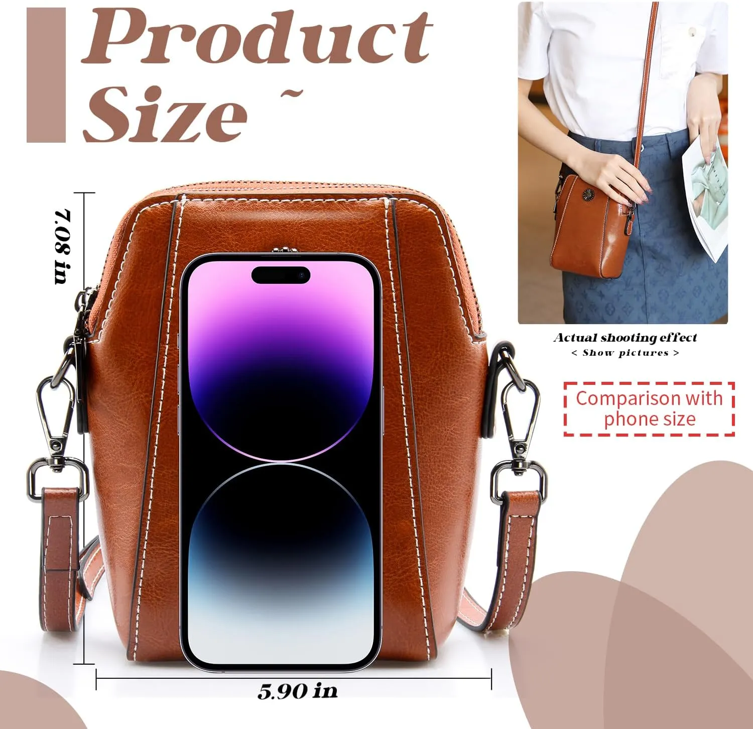 Designer Leather Small Crossbody Bags Purses for Women Cell Phone Bag Soft Women's Shoulder Handbags Gifts for Women