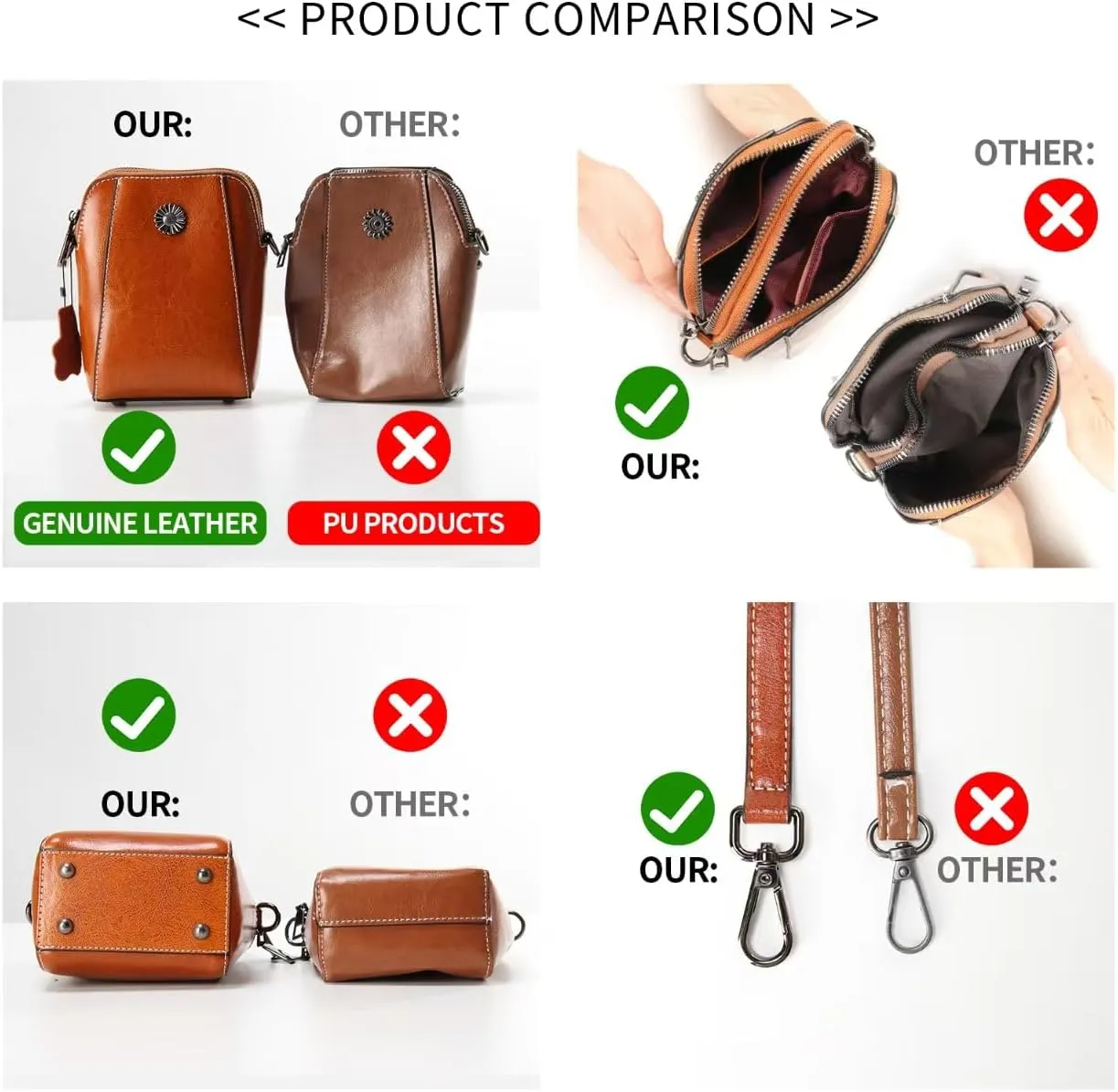 Designer Leather Small Crossbody Bags Purses for Women Cell Phone Bag Soft Women's Shoulder Handbags Gifts for Women