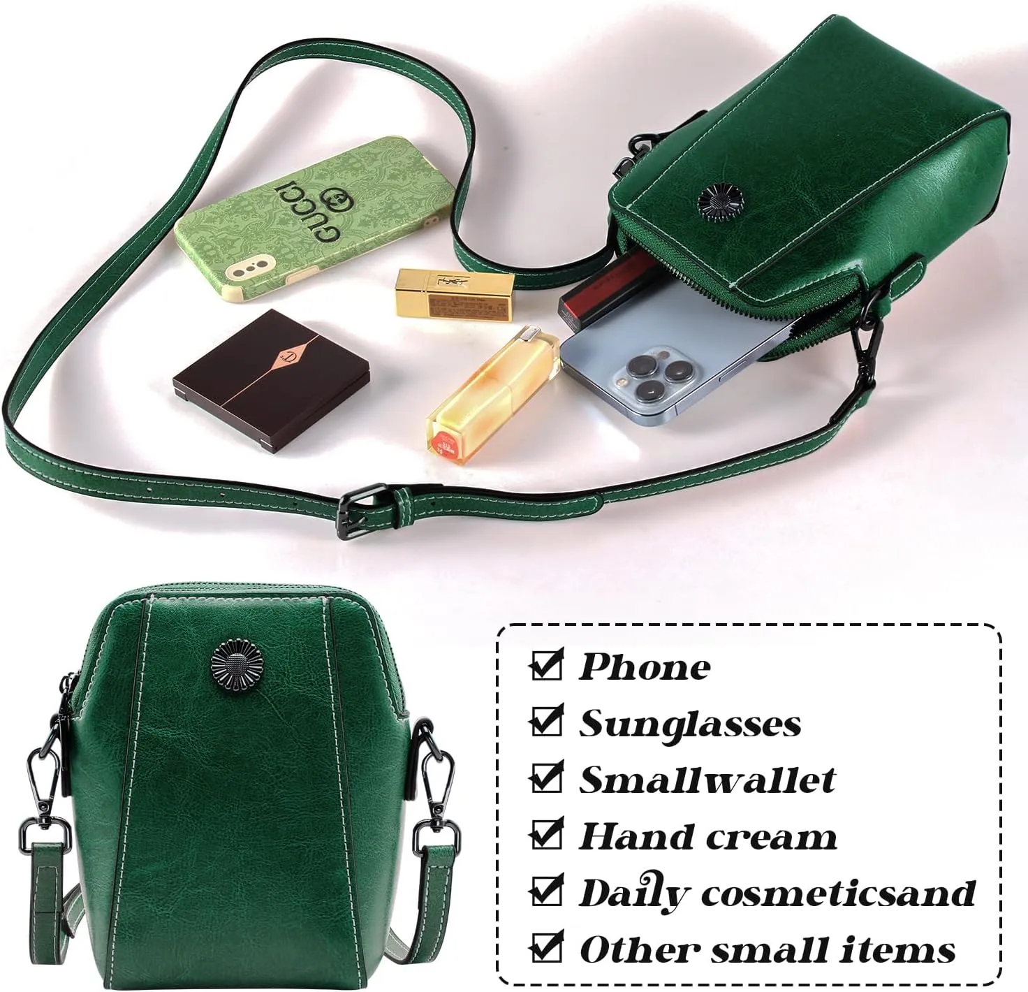 Designer Leather Small Crossbody Bags Purses for Women Cell Phone Bag Soft Women's Shoulder Handbags Gifts for Women