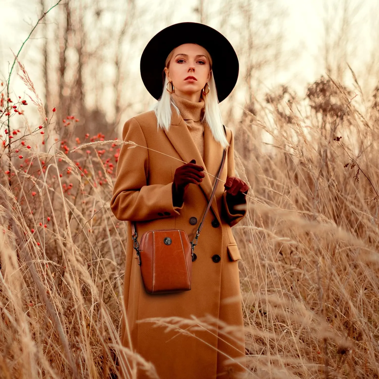 Designer Leather Small Crossbody Bags Purses for Women Cell Phone Bag Soft Women's Shoulder Handbags Gifts for Women