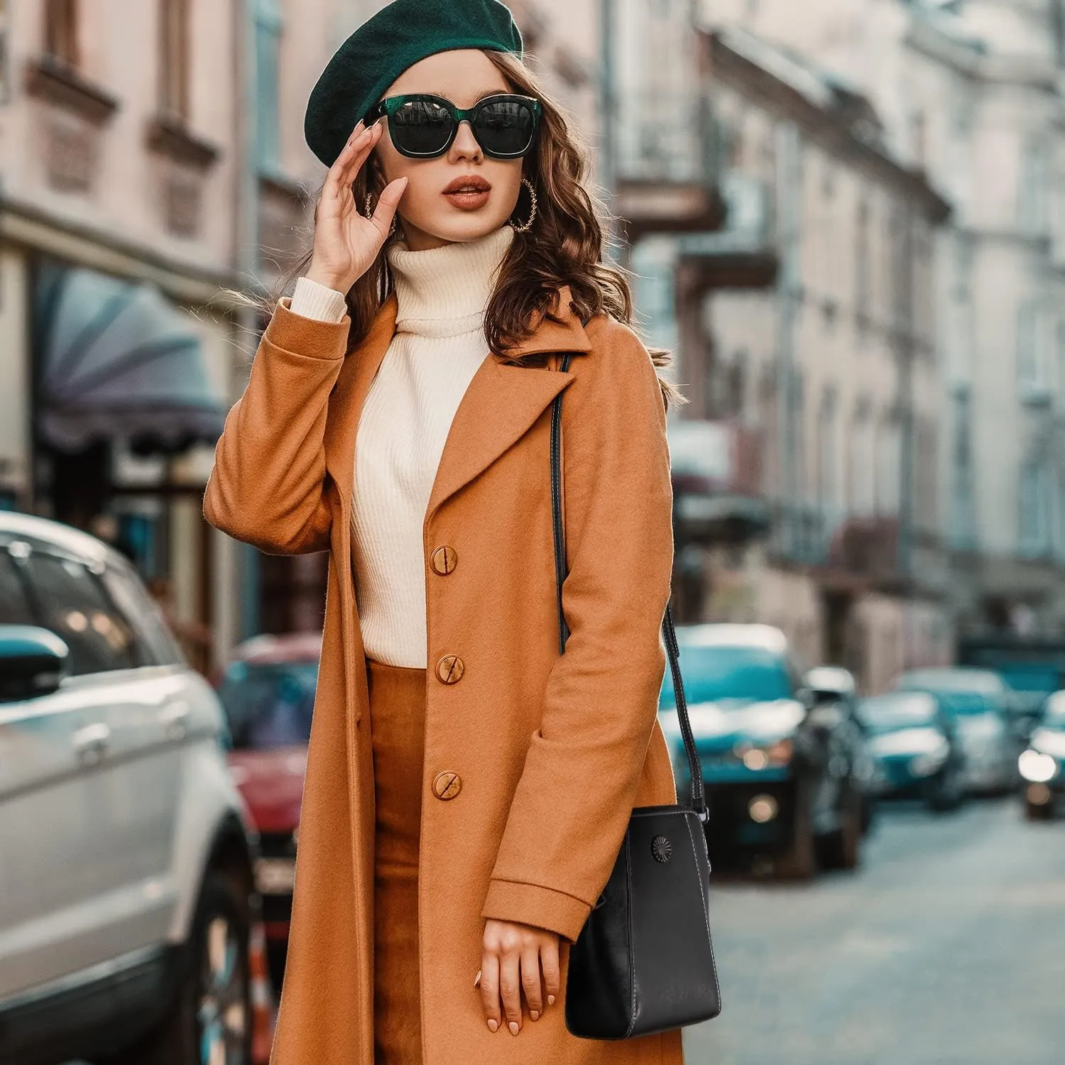 Designer Leather Small Crossbody Bags Purses for Women Cell Phone Bag Soft Women's Shoulder Handbags Gifts for Women