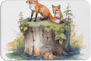 Diatomaceous Stone Bath Mat Quick Drying Shower Mat Hand Drawn Fox Bathroom Rugs for Toilets, Bathrooms, Guest Rooms